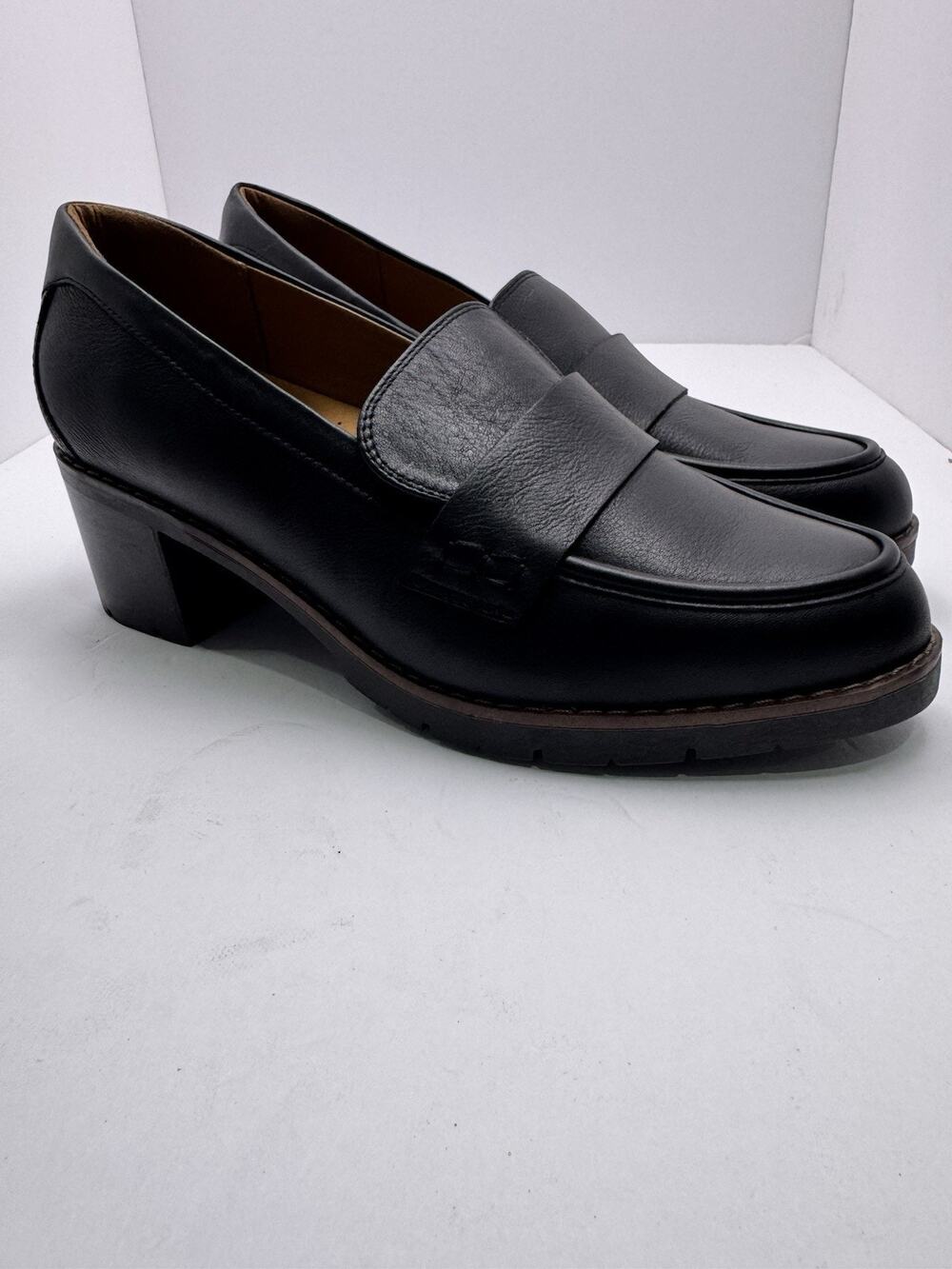 Easy Spirit Charli Black Leather Penny Loafers eFlex Comfort 11W